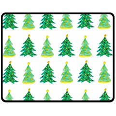 Christmas Trees Watercolor Decoration Fleece Blanket (medium)  by artworkshop