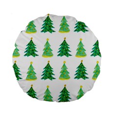 Christmas Trees Watercolor Decoration Standard 15  Premium Round Cushions