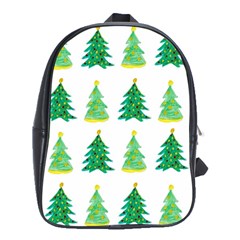 Christmas Trees Watercolor Decoration School Bag (XL)