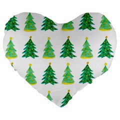 Christmas Trees Watercolor Decoration Large 19  Premium Heart Shape Cushions