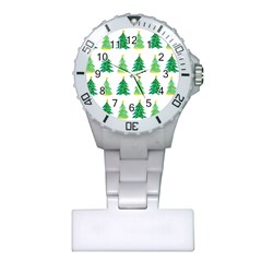 Christmas Trees Watercolor Decoration Plastic Nurses Watch