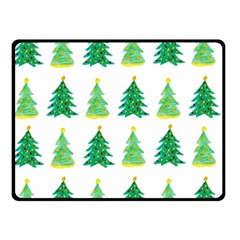 Christmas Trees Watercolor Decoration Double Sided Fleece Blanket (Small) 