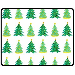 Christmas Trees Watercolor Decoration Double Sided Fleece Blanket (Medium) 