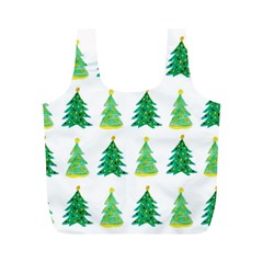 Christmas Trees Watercolor Decoration Full Print Recycle Bag (M)