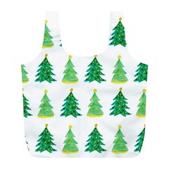 Christmas Trees Watercolor Decoration Full Print Recycle Bag (L)