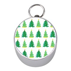 Christmas Trees Watercolor Decoration Mini Silver Compasses