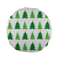 Christmas Trees Watercolor Decoration Standard 15  Premium Flano Round Cushions