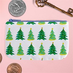 Christmas Trees Watercolor Decoration Large Coin Purse by artworkshop