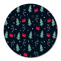 Christmas Pattern Design Round Mousepads by artworkshop