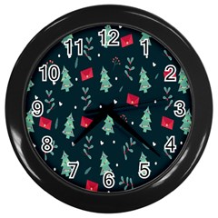 Christmas Pattern Design Wall Clock (black) by artworkshop