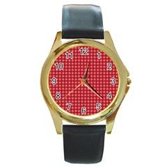 Christmas Paper Wrapping  Round Gold Metal Watch by artworkshop