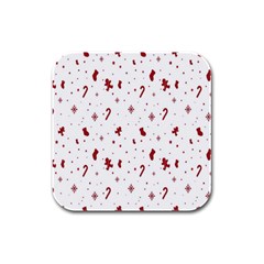 Christmas Background Wrapping Rubber Square Coaster (4 pack)