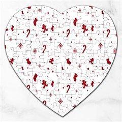 Christmas Background Wrapping Jigsaw Puzzle (heart) by artworkshop