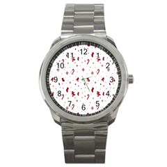 Christmas Background Wrapping Sport Metal Watch