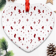 Christmas Background Wrapping Heart Ornament (Two Sides)