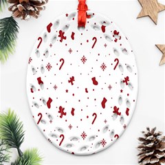 Christmas Background Wrapping Ornament (oval Filigree) by artworkshop