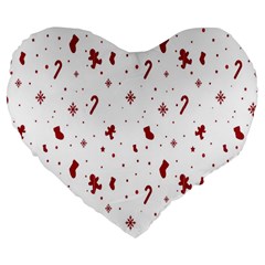 Christmas Background Wrapping Large 19  Premium Flano Heart Shape Cushions