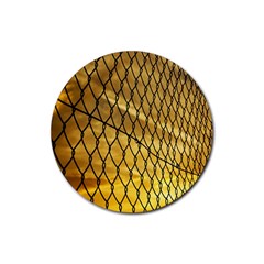 Chain Link Fence  Rubber Round Coaster (4 Pack) by artworkshop