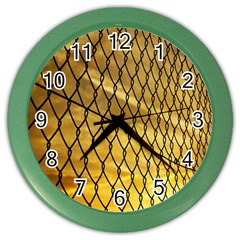 Chain Link Fence  Color Wall Clock by artworkshop