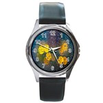 Bokeh Raindrops Window  Round Metal Watch Front