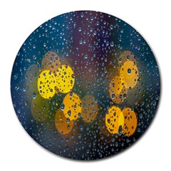 Bokeh Raindrops Window  Round Mousepads by artworkshop