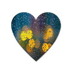 Bokeh Raindrops Window  Heart Magnet by artworkshop