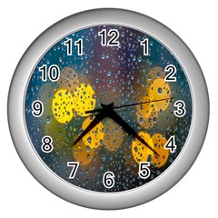 Bokeh Raindrops Window  Wall Clock (silver) by artworkshop