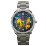 Bokeh Raindrops Window  Sport Metal Watch Front