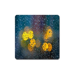 Bokeh Raindrops Window  Square Magnet by artworkshop