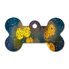 Bokeh Raindrops Window  Dog Tag Bone (one Side) by artworkshop