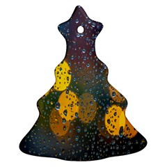 Bokeh Raindrops Window  Christmas Tree Ornament (two Sides) by artworkshop