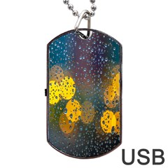 Bokeh Raindrops Window  Dog Tag Usb Flash (one Side) by artworkshop