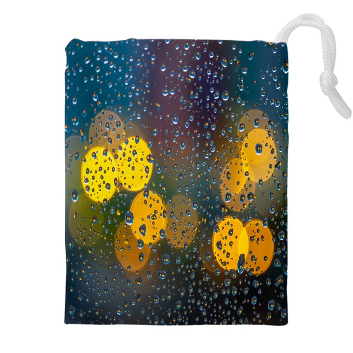 Bokeh Raindrops Window  Drawstring Pouch (4XL)