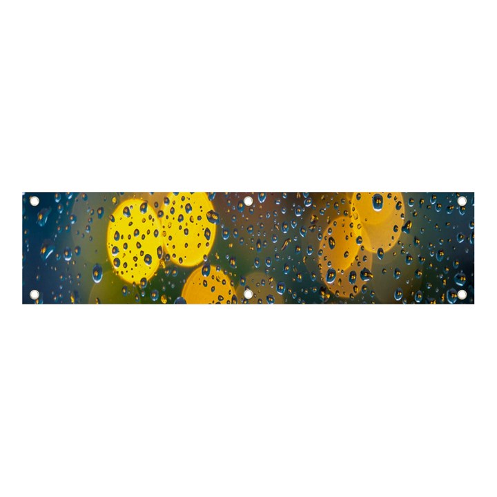 Bokeh Raindrops Window  Banner and Sign 4  x 1 