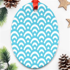  Waves Ocean Blue Texture Ornament (oval) by artworkshop