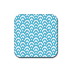  Waves Ocean Blue Texture Rubber Coaster (square) by artworkshop