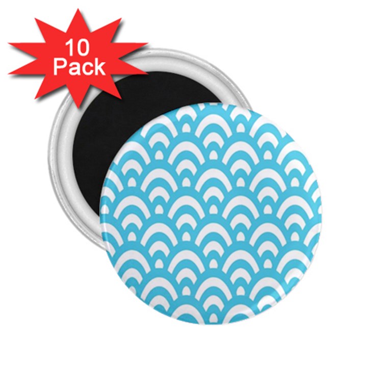  Waves Ocean Blue Texture 2.25  Magnets (10 pack) 