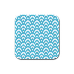  Waves Ocean Blue Texture Rubber Square Coaster (4 Pack) by artworkshop