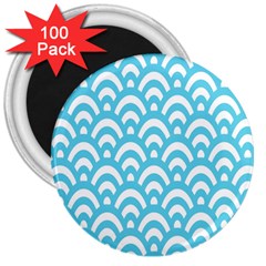  Waves Ocean Blue Texture 3  Magnets (100 Pack) by artworkshop