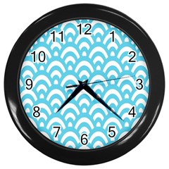  Waves Ocean Blue Texture Wall Clock (black)