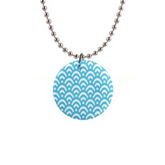  Waves Ocean Blue Texture 1  Button Necklace by artworkshop