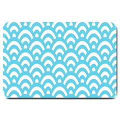  Waves Ocean Blue Texture Large Doormat  by artworkshop