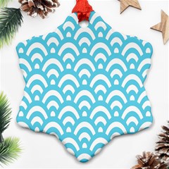  Waves Ocean Blue Texture Snowflake Ornament (two Sides) by artworkshop