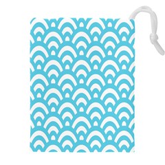  Waves Ocean Blue Texture Drawstring Pouch (4xl) by artworkshop