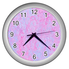  Texture Pink Light Blue Wall Clock (silver) by artworkshop