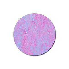  Texture Pink Light Blue Rubber Round Coaster (4 Pack) by artworkshop