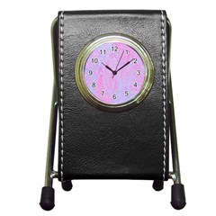  Texture Pink Light Blue Pen Holder Desk Clock by artworkshop