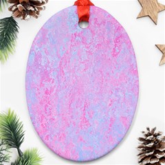  Texture Pink Light Blue Oval Ornament (two Sides) by artworkshop