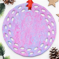  Texture Pink Light Blue Ornament (round Filigree) by artworkshop