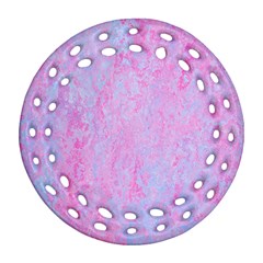  Texture Pink Light Blue Ornament (round Filigree) by artworkshop